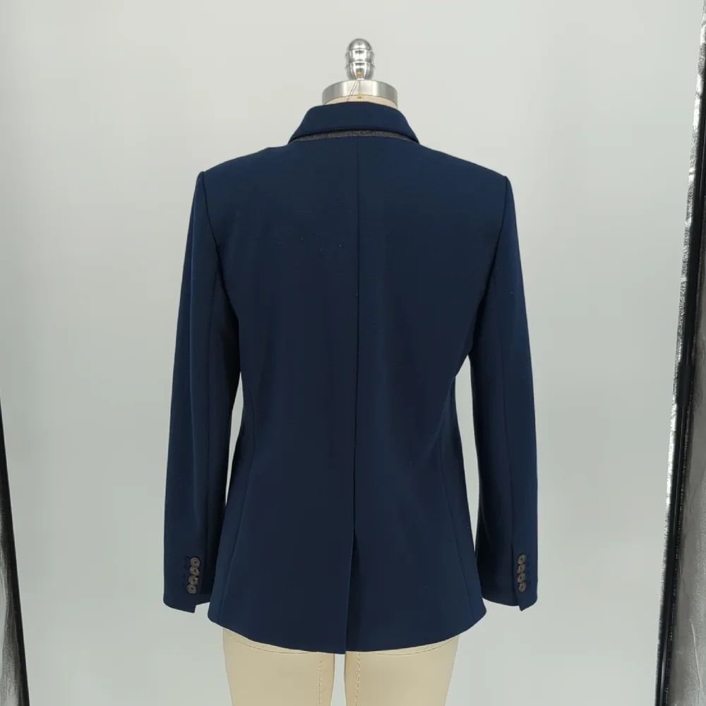 11453 Ann Taylor Ponte Knit Blazer Navy Blue size 8P preppy Business casual work - Picture 2 of 5
